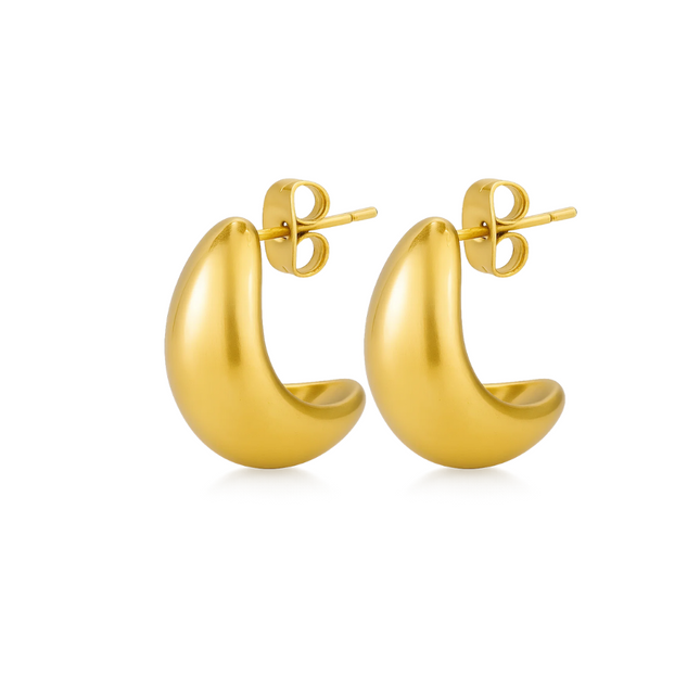 Dome Huggie Teardrop Earrings