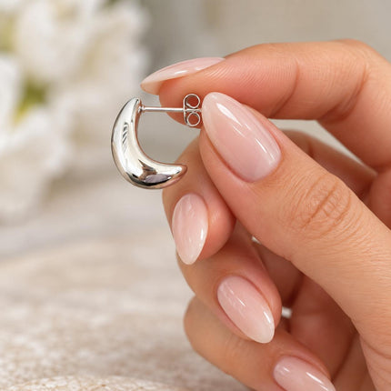 Dome Huggie Teardrop Earrings