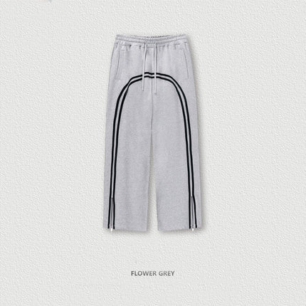 Men's clothing Youth Street Trend Sports Feng Shui wash wax dyed and woven zipper pants vibe wide leg guards men's pants