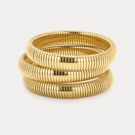 Flex Snake Chain Bracelet- Set of 3 (12mm wide)- Gold