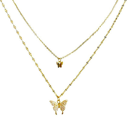 Fluttering Elegance Butterfly Two Layer Necklace