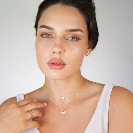 Fluttering Elegance Butterfly Two Layer Necklace