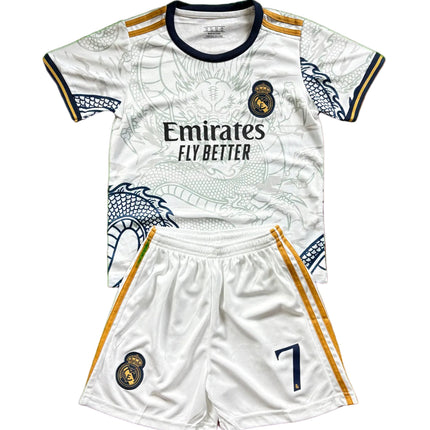 Ronaldo White Dragon Home Edition Kids Soccer Jersey Kit