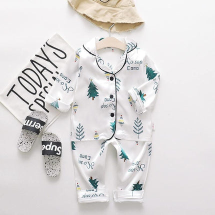 Luxury Modern Children's Pajamas Set Baby Suit Toddler Boys and Girls Ice Silk Satin Cartoon Printing Tops Pants Set Home Wear pajams for Kids