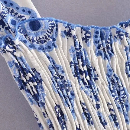 Blue Floral Embroidey Summer Beach Dress Women Casual Holiday Bohemian Dress Boho Sundress Maxi Long Vestidos Fashion Clothes