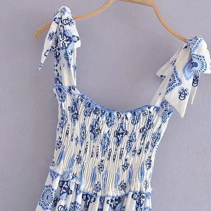 Blue Floral Embroidey Summer Beach Dress Women Casual Holiday Bohemian Dress Boho Sundress Maxi Long Vestidos Fashion Clothes