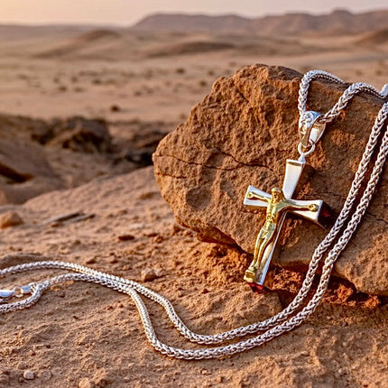 Solid Sterling Silver Cross Red Zircon Crucifix Necklace S925 heirloom jewelry Pendant for Women Cast Jewelry link Chain Jewellery for Girls