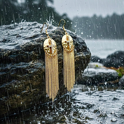 Silver or Gold Hammered Cross Earrings long chains CZ Zircon Crucifix Swag Bling Earrings Woman Cross Girls Drop Dangle Christian Jewelry Jewellery
