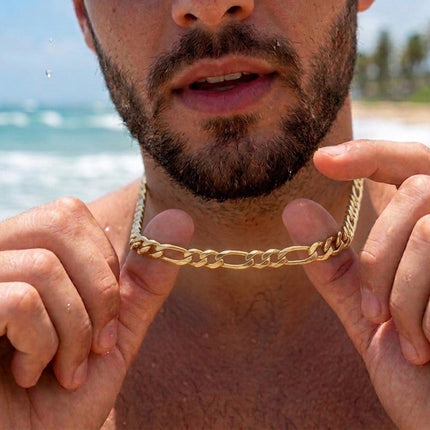 Set - Bracelet and necklace curb chain set silver or gold stainless steel waterproof jewelry for man boy christian jewelry jewellery