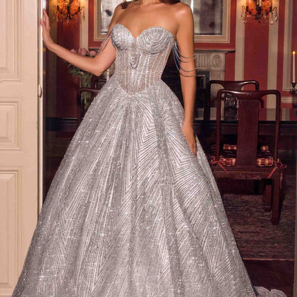 Ladivine J915 Shimmering Glitter Tulle Boned Corset Ball Gown