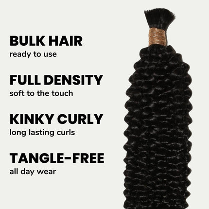 Kinky Curly Bulk 100% Human Braiding Hair