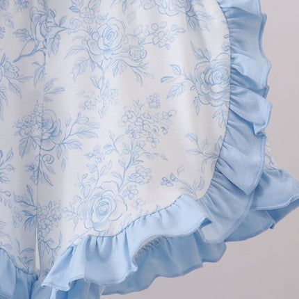 Blue Whale Applique Ruffle Shorts Set