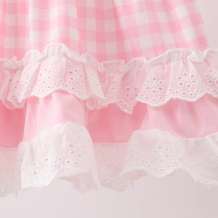 Pink Pencil ABC embroidery gingham bloomer set