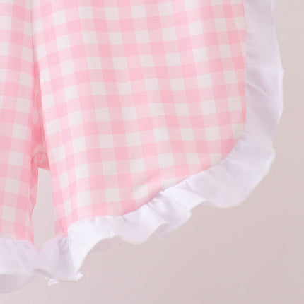 Pink Pencil ABC embroidery gingham ruffle shorts set