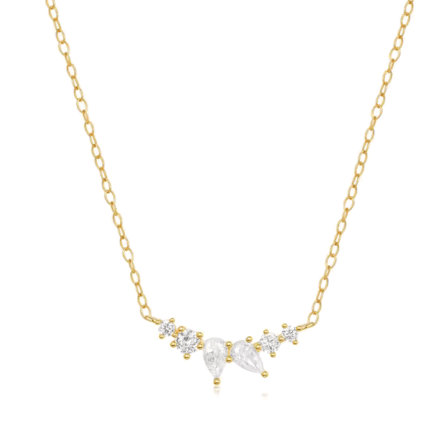 Mystique Delicate Necklace with Pear and Round Cut Cubic Zirconia