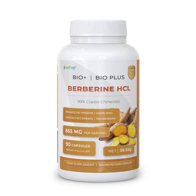 Nutriop® Bio-Enhanced Berberine HCL 865mg - Dual-Source Metabolic AMPK Activator (90 Capsules)