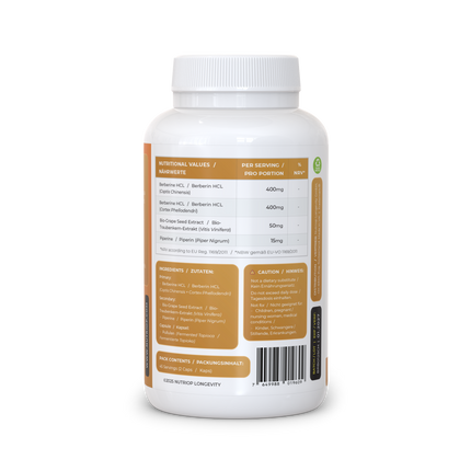 Nutriop® Bio-Enhanced Berberine HCL 865mg - Dual-Source Metabolic AMPK Activator (90 Capsules)