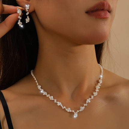 Fashion Claw Chain Three-piece Full Diamond Jewelry Set