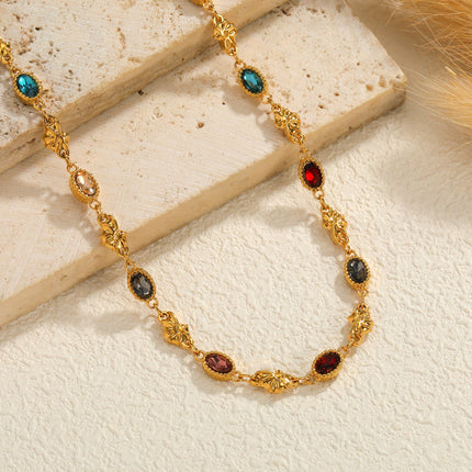 Women's Loving Heart Zircon Gold Fashion Design Stainless Steel Jewelry Set