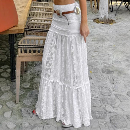 White Lace Casual Vacation A line Skirt Spring Summer Simplicity Lazy Women Clothing