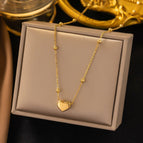 [H205] round Beads Love Necklace [Gold]