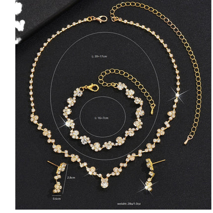 Fashion Claw Chain Three-piece Full Diamond Jewelry Set