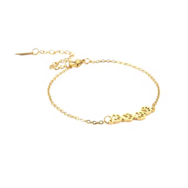 Pawsy Daisy Paw Print Link Chain Bracelet