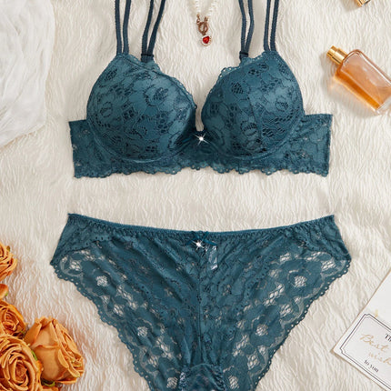 Single of Women's Underwear Set Sexy Lace Patchwork with Push Up Bra Romantic Sheer Women's Panties