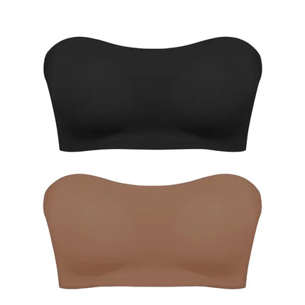 Women's Sexy Strapless Push Up Bra Removable Padded Seamless Ice Silk Top Women Invisible Beauty Back Anti-slip Off-shoulder Bra