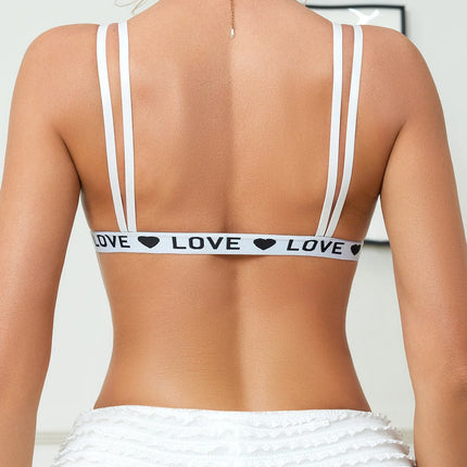 Everyday LOVE alphabet print Wireless Women's bra Fashionable Double shoulder straps Comfortable & unlined push up bra