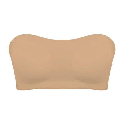 Women's Sexy Strapless Push Up Bra Removable Padded Seamless Ice Silk Top Women Invisible Beauty Back Anti-slip Off-shoulder Bra
