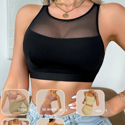 1 Piece Breathable Wireless Yoga Sports Camisole Unlined Lace bra Trendy Seamless women's bra