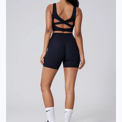 Women Yoga Suit Tracksuit Sports Bra High Waist Legging Shorts Outfit Gym Set Fitness Running Workout Clothes Push Up Sportswear
