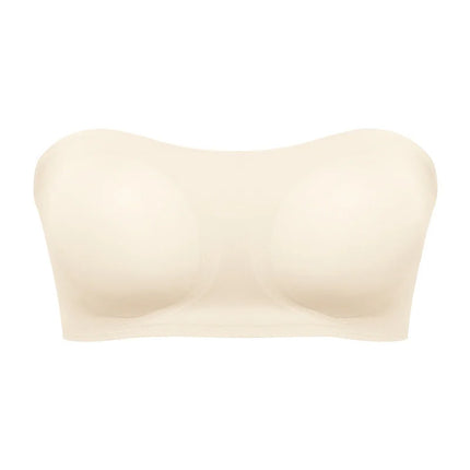 Women's Sexy Strapless Push Up Bra Removable Padded Seamless Ice Silk Top Women Invisible Beauty Back Anti-slip Off-shoulder Bra