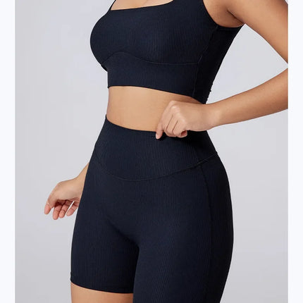 Women Yoga Suit Tracksuit Sports Bra High Waist Legging Shorts Outfit Gym Set Fitness Running Workout Clothes Push Up Sportswear