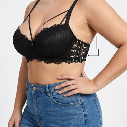 Plus Size Lace Women's Bra Thin Cup Push-up Bra Underwire Side Support Wide Strap Comfortable Bra Women