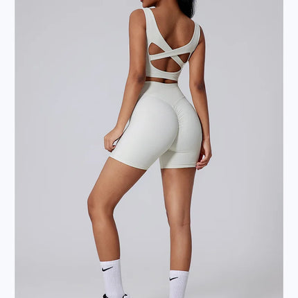 Women Yoga Suit Tracksuit Sports Bra High Waist Legging Shorts Outfit Gym Set Fitness Running Workout Clothes Push Up Sportswear
