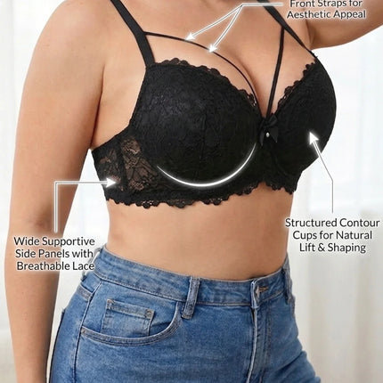 Plus Size Lace Women's Bra Thin Cup Push-up Bra Underwire Side Support Wide Strap Comfortable Bra Women