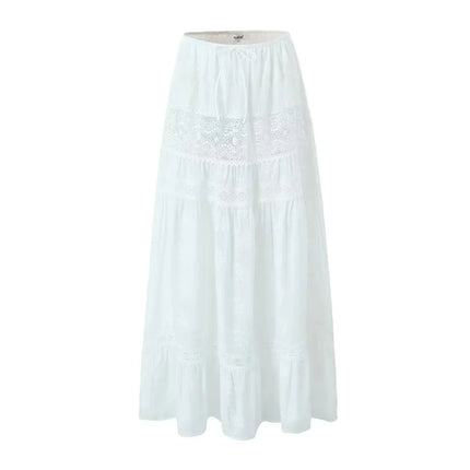 Lace Skirt Set Dress Summer Women Beach Holiday Sexy Cotton Matching Set Outfits Spring White 2 Pcs Vestidos Female Set 2025