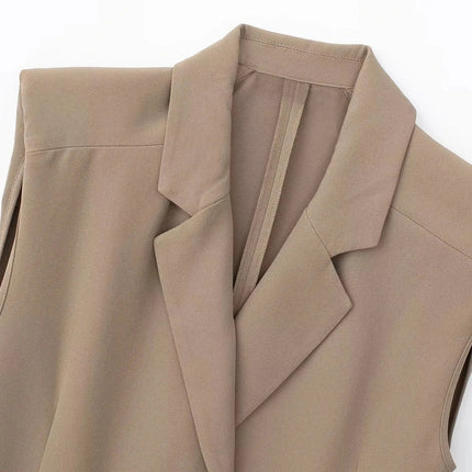 Foridol Khaki Double Breasted Sleeveless Office Windbreaker Style Dress Turn Down Collar Lady Elegenta Vintage Belt New Vestidos