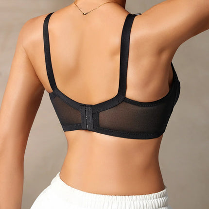 Full Cup Lace Women Bra Wireless Push up Bra Wide Strap Bow Comfy Unlined Mesh Lingerie Underwear