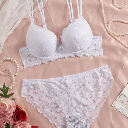 Single of Women's Underwear Set Sexy Lace Patchwork with Push Up Bra Romantic Sheer Women's Panties