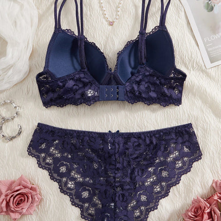 Single of Women's Underwear Set Sexy Lace Patchwork with Push Up Bra Romantic Sheer Women's Panties