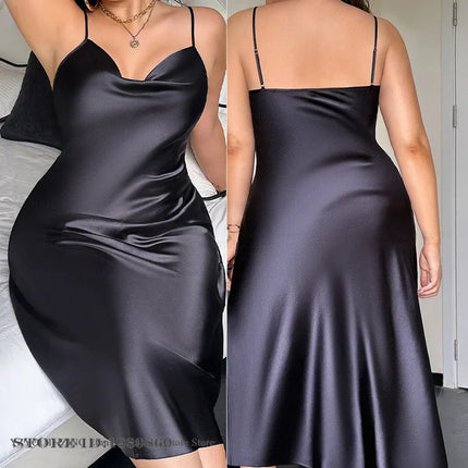 Large Size 3XL 4XL 5XL Long Nightgown Summer Female Nightwear Suspender Nightdress Lingerie Loose Satin Home Dress Loungewear