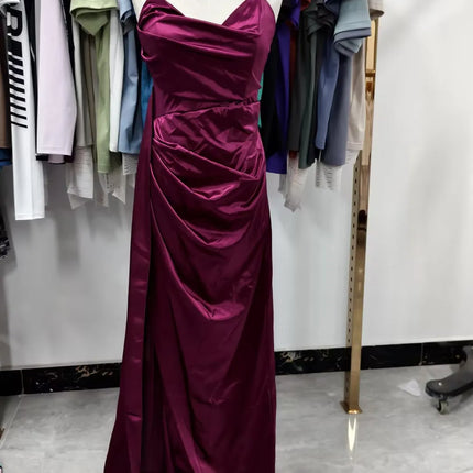 Elegant Strapless Solid Evening Gown Chic Satin Corset Dress for Women V-neck Split Blue Long Dress Lady Summer Party Dress up