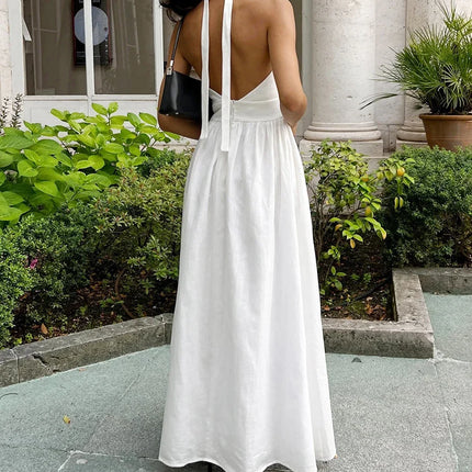 2025 New Women Summer Cotton Long Dress Sleeveless Sexy V-Neck Boho Maxi Dress Loose Style Long Dress Vestidos Clothes