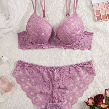 Single of Women's Underwear Set Sexy Lace Patchwork with Push Up Bra Romantic Sheer Women's Panties