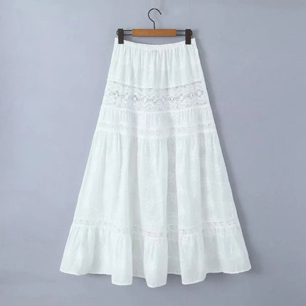 Lace Skirt Set Dress Summer Women Beach Holiday Sexy Cotton Matching Set Outfits Spring White 2 Pcs Vestidos Female Set 2025