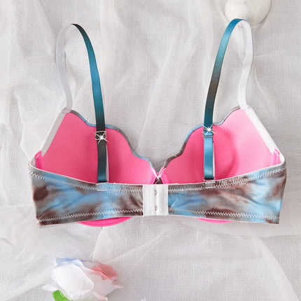 Summer Beach Bikini Colorful Ombre Shell Cup for Women's bra Sexy Push-Up Comfort Underwire Bra Women's Beach Vacation lingerie