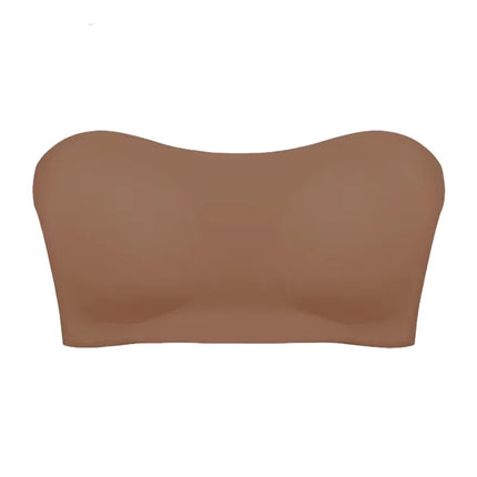 Women's Sexy Strapless Push Up Bra Removable Padded Seamless Ice Silk Top Women Invisible Beauty Back Anti-slip Off-shoulder Bra
